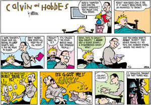 Calvin And Hobbes Babysitter Porn Comic - Dad reading a bedtime story to Calvin about a disembodied hand.