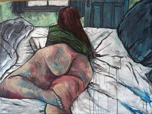 bbw nude art - Original Painting Nude on Bed Individually by WilliamThorntonArt,
