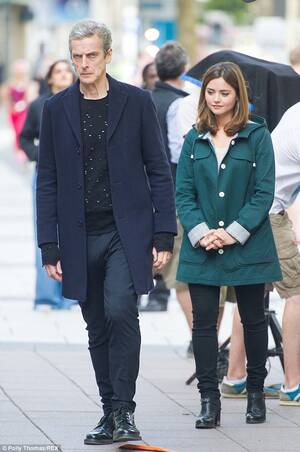 Jenna Louise Coleman Hardcore Porn - Peter Capaldi embraces Jenna Coleman as they film Doctor Who | Daily Mail  Online