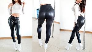 asian latex pants - ASIAN LATINA ESCORT IN BLACK LEATHER LEGGINS - TRY ON HAUL DANCE 4K -  Pornhub.com