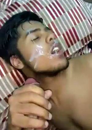 hot indian facial - Indian gay sex video of a horny and wild desi twink enjoying a cum facial  from his elder cousin