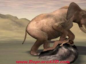 fat elephant xxx - Horny elephant enjoys abusing a human in the desert - LuxureTV