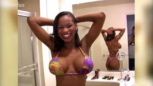Ebony Swimsuit Porn - Thong bikini black model Caramel booty twerking and getting ready for photo  shoot