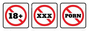 No Porn - No Social Sex Sign Collection On White Background. 18 Plus Sign, No Porn  Sign. Royalty Free SVG, Cliparts, Vectors, and Stock Illustration. Image  143895214.
