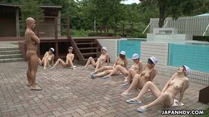 japanese group mastrubation - Synchronized masturbation of charming Japanese busty swimmers