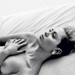 Big Boobs Porn Miley Cyrus - Miley Cyrus goes topless in sultry bedroom snap as she hits out at  censorship on Instagram | Daily Mail Online