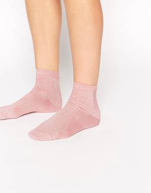 90s Porn Turn Cuff Socks - ASOS Pink Metallic Ankle Socks