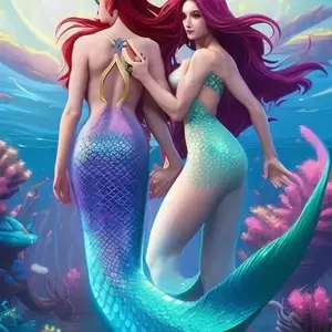 mermaid lesbian porn cartoons gallery - AI Art Generator: Lesbian mermaids