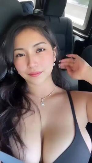 asian whore selfie - Big Boobs Asian Cutie Taking A Selfie Video In Car