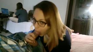 first handjob voyeur - Girl gives blowjob to a guy while his girlfriend is in same room