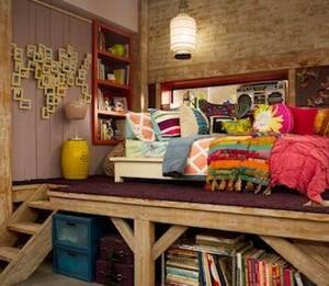 Good Luck Charlie Teddy Porn - raised loft style beds | Teddy Duncans room from Good Luck Charlie, and its  super cool, how the ... | Cool loft beds, Room inspiration bedroom, Small  room bedroom