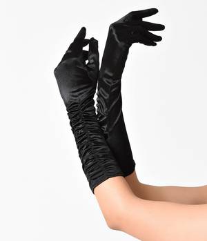 Evening Glove Porn - Vintage Style Gloves Unique Vintage Black Ruched Satin Long Gloves $16.00  AT vintagedancer.com
