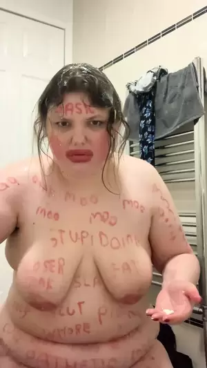bbw fat humiliation tits - Dumb pathetic fat pig humiliation and body writing | xHamster