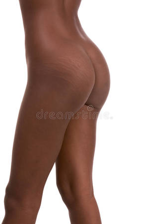 latina ass stretch marks - Stretch marks on buttocks of Nude young African-American female model (side  view)