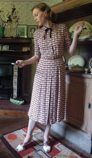 40s porn outfit - 1930/40s Print Dress