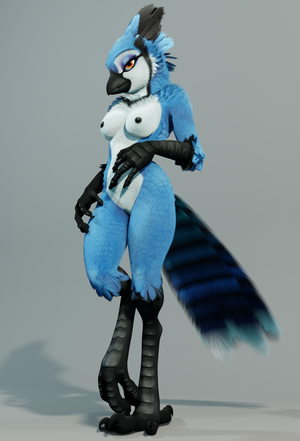 3d Bird Porn - 53558 - suggestive, artist:ruaidri, bird, blue jay, corvid, jay, songbird,  anthro, digitigrade anthro, 3d, bird feet, black nipples, breasts, female,  nipples, nudity, solo, solo female - Furbooru