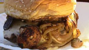 Mushroom - Mushroom Onion Swiss Burgers on the Blackstone Griddle. Food Porn Network
