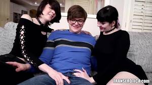 Nerdy Threesome Porn - Emo threesome with a nerd and a real shemale - AnySex.com Video