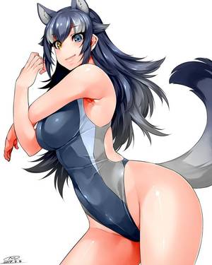 anime girl arched back hentai - alternate costume animal ears arched back bangs black hair blue eyes blush  breasts dated ears extra ears eyebrows visible through hair from side  gradient ...