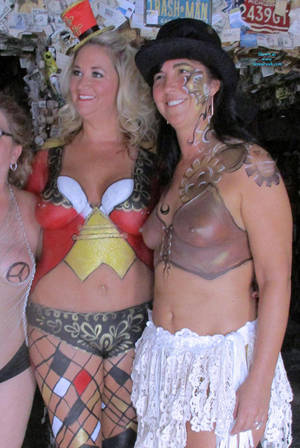 Brunette Amateur Costume - Painted Nude In Fantasy Costume