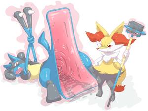 Anthro Pussy Art - e621 4:3 absurd_res ambiguous_gender anthro braixen canine cave dlrowdog  fear female gaping gaping_pussy hi_res