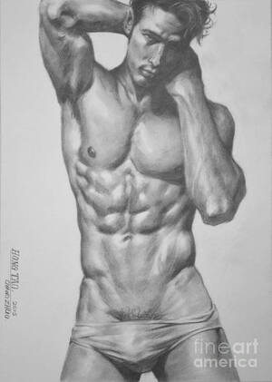Gay Sex Porn Pencil Drawings - Original Drawing Sketch Charcoal Male Nude Gay Interest Man Art Pencil On  Paper -0043 Poster by Hongtao Huang - Pixels