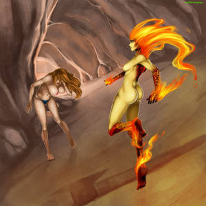Fire Elemental Girl - fire elemental (no fire) by mythComplex