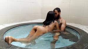 latina hot tub fuck - Jacuzzi sex with a small breasted Latina gal and her handsome lover