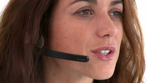 Hispanic Businesswoman Porn - Pretty hispanic businesswoman wearing headset against a white background -  HD stock video clip