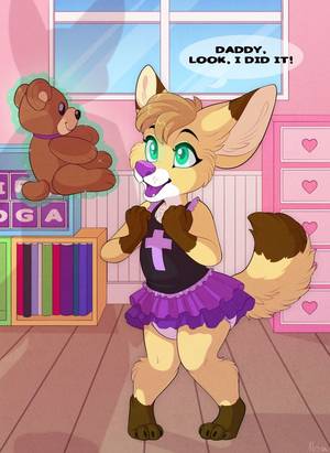 Anthro Diaper Porn - A little fox girl practicing her powers! A shaded commission for on FA.