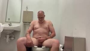 chubby public cum - Chubby Faggot Daddy In Public Bathroom Stroking Small Cock With Big Cum  Loads Porn Video - Rexxx