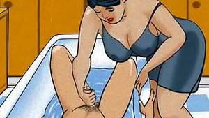 Anime Cum Bath Porn - Wife making a handjob in the bath cartoon