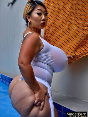 huge bbw asian - Porn image of bent over asian muscular bbw huge boobs big hips bottomless  created by AI
