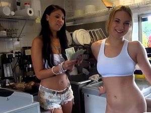 Ice Cream Enema Porn - Cutie fucked in ice rolling cart for some money