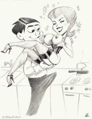 Bewitched Cartoon Sex - Rule 34 - 2004 animated arms bewitched big breasts breasts darrin stephens  erect nipples erection under clothes female garter straps gif hands high  heels holding breast husband husband and wife julius zimmerman
