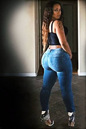 Black Ass Jeans - Phatty in tight jeans - This sexy black girl's phat ass .