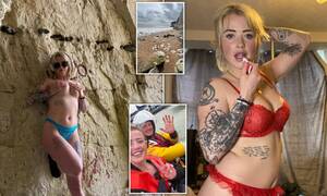 gallery dump nudist beach - OnlyFans model who got trapped in a cave while taking naked pictures has to  be rescued by RNLI | Daily Mail Online