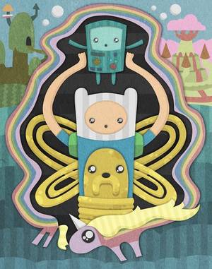 Lady Rainicorn Adventure Time Porn - Time for Adventure with Finn, Jake, BMO, and Lady Rainicorn Art Print