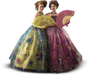 Cinderella Stepsister Porn - Sophie McShera as Drizella (left) and Holliday Grainger as Anastasia in  their ball gowns designed by Sandy Powell for Disney's live-action  Cinderella