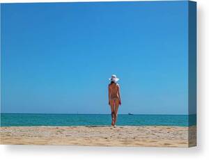 free nudist galleries - Young Girl On Nude Beach In Spain Canvas Print / Canvas Art by Cavan Images  - Fine Art America
