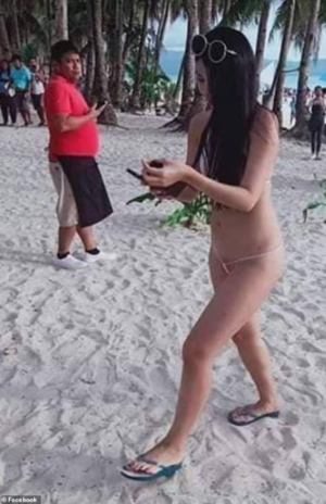 naturist beach pussy - Taiwanese tourist is fined for wearing skimpy bikini to a beach in the  Philippines