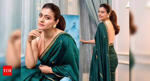 kajol indian actress naked - Kajol wore a gorgeous green sari with a nude blouse - Times of India