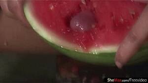 ladyboy cums in melon - Big ass latina shemale cums hard after pounding a watermelon - XNXX.COM
