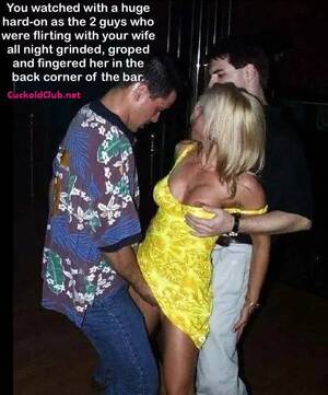 Groping Porn Captions - 2 Guys Fingering and Groping Wife in a Bar - Cuckold Club