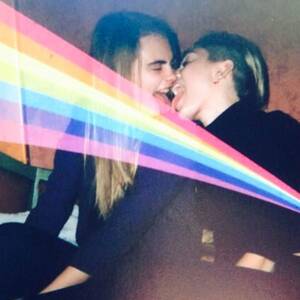 Disney Lesbian Porn Miley Cyrus - Miley and Cara Delevingne Kiss With Tongueâ€”See a Pic!