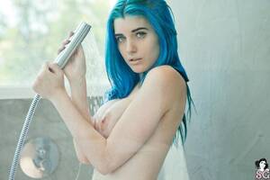 Blue Hair Girl Tits - Girl with Blue Hair Nude - 63 photos