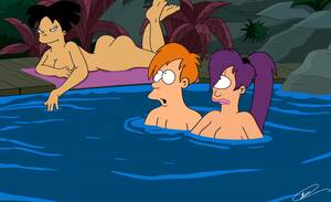 Futurama Leela And Amy Sex - Amy Wong, Leela and Phil swimming naked in the pool â€“ Futurama Porn