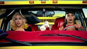 bad news bitches orgy shower - Gaga sitting beside BeyoncÃ© who is driving a yellow colored van. Gaga wears  a giant