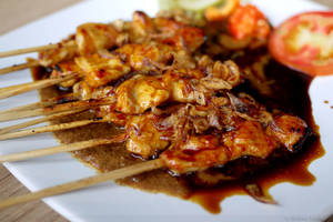 Goat Chicken Porn - Chargrilled Chicken Satay with Peanut and Sweet Soya Sauce