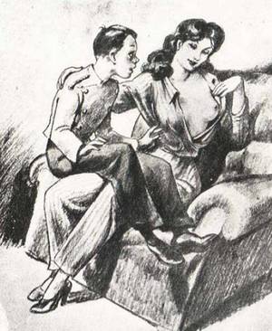 Drawings Retro Porn Galleries - Lovely ancient women get naked for those vintage erotic cartoons..Picture 7.